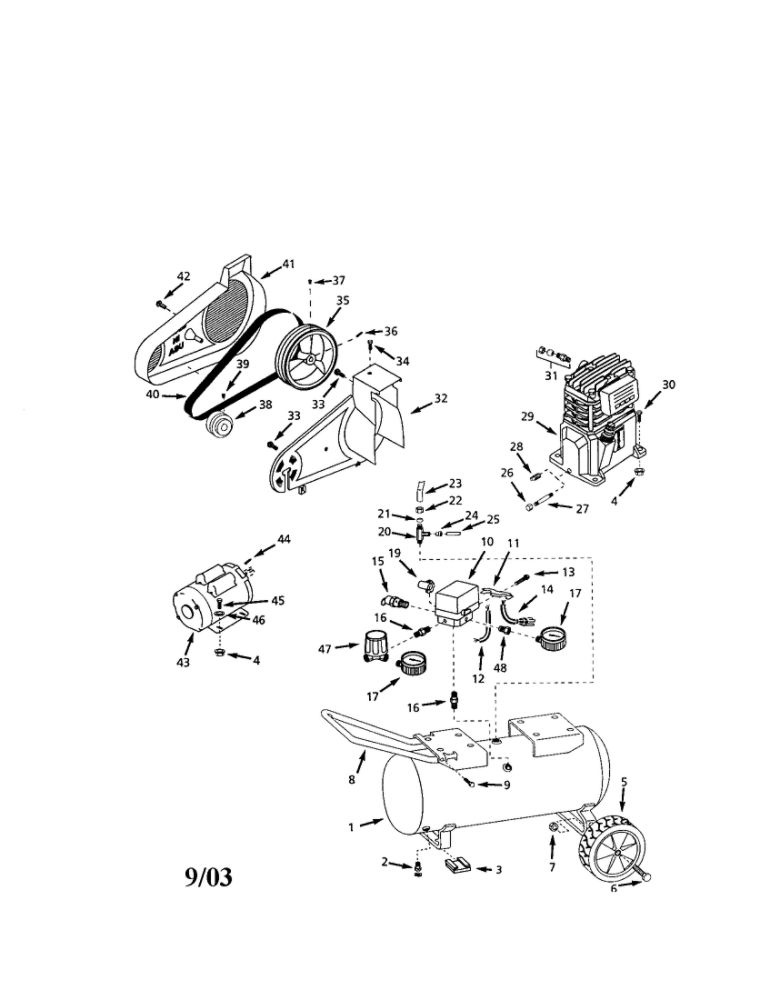 Portable Air Compressors Diagram and Parts List for VT623303  Campbell Hausfeld Compressor